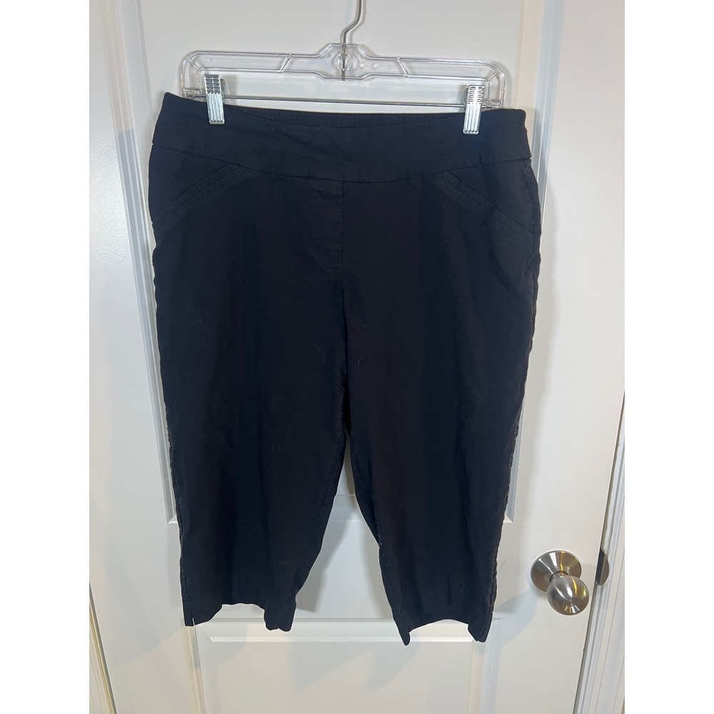 Alia Petite Womens Capri Pants Pull On Comfort Waist Black 14P